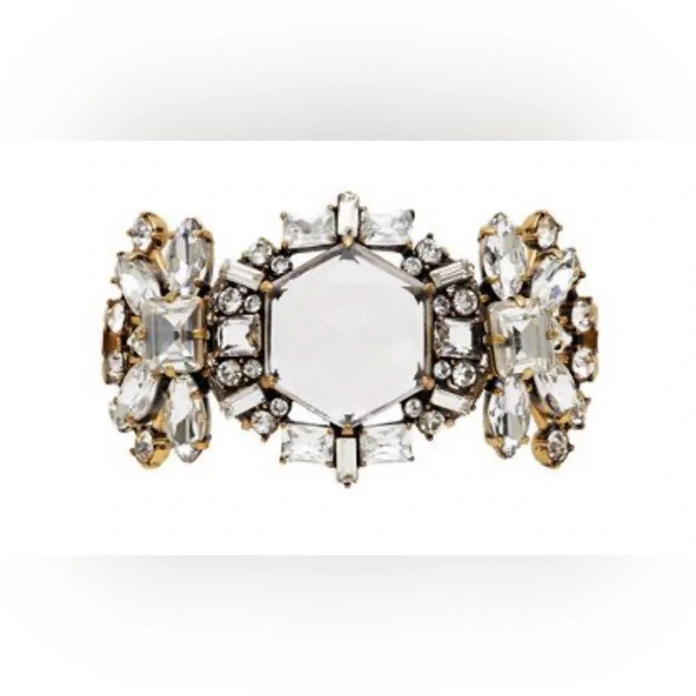 NWT Vintage RARE luxury J. Crew Art Deco Inspired Crystal Statement Bracelet - Picture 3 of 17